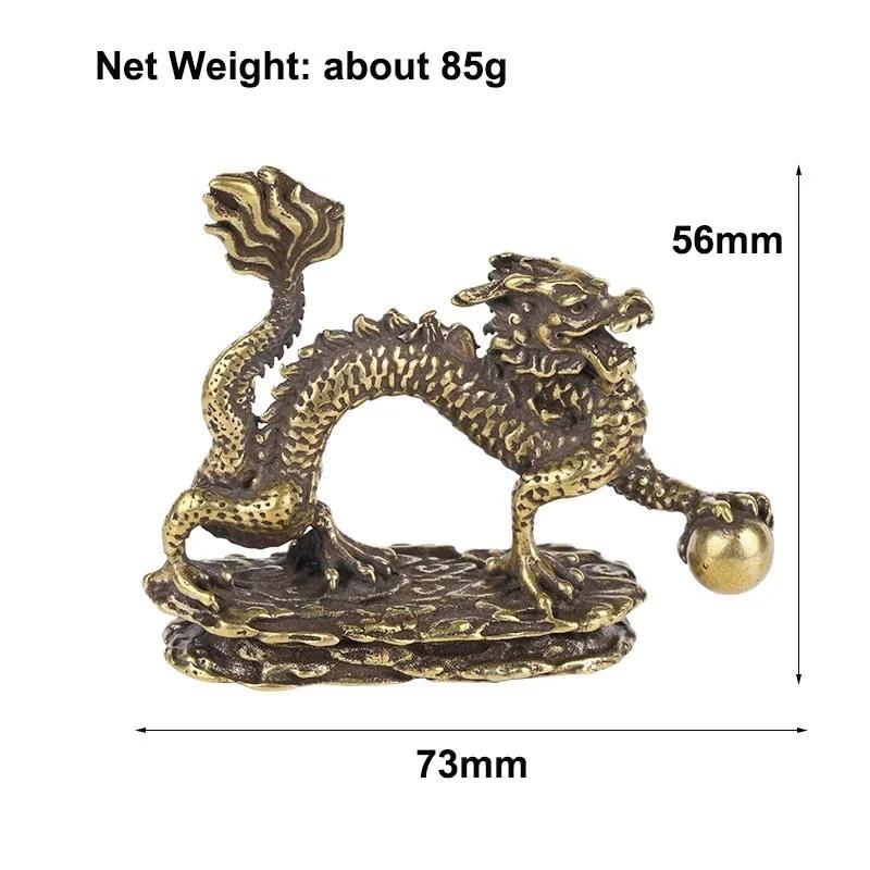 Tiger King Catching Deer Dragon and Dinosaur Statue Small Ornament Antique Bronze Animal Miniature Home Desk Decorations Craft