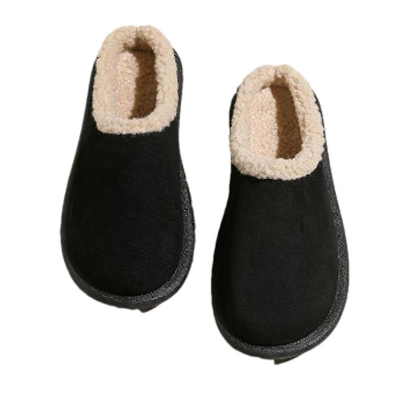 Меховые балетки женские хлопковые тапочки замшевые модные мюли обувь зимние теплые удобные ботинки с открытой пяткой женские тренд 2025 новый зимние ботинки Femme