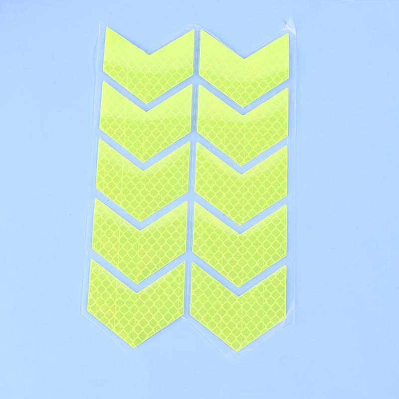 10 шт./комплект Светоотражающая лента-знак стрелки Предупреждающий стикер безопасности для бампера автомобиля, багажника, отражателя, лента-предупреждение, аксессуары для мотоцикла