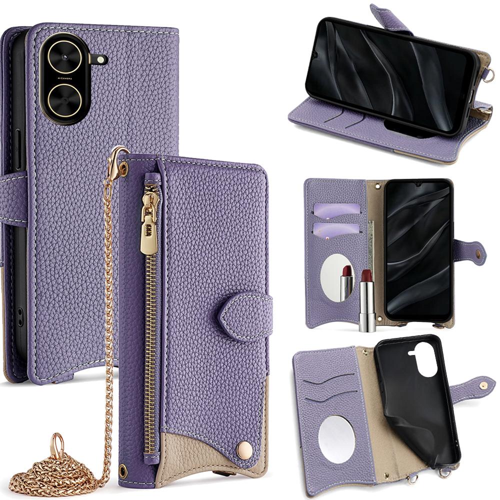 For Xiaomi Redmi A5 4G (171.7mm) Leather Case Wallet Stand Cover Irregular Tail Style with Chain Strap