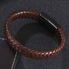 Vintage Men Jewelry Braided Leather Bracelet Stainless Steel Clasp Fashion Bangles Wristband Jewelry Gifts