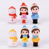 Winter Couple Diy Mini Miniature Figurine Snowman Micro Landscape Garden Decor