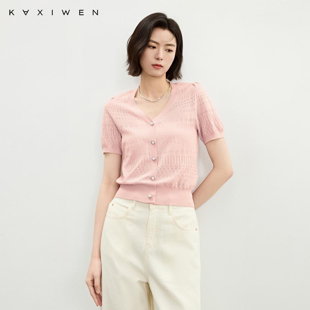 Qianwen Gentle Wind Hollow Knitted Shirt