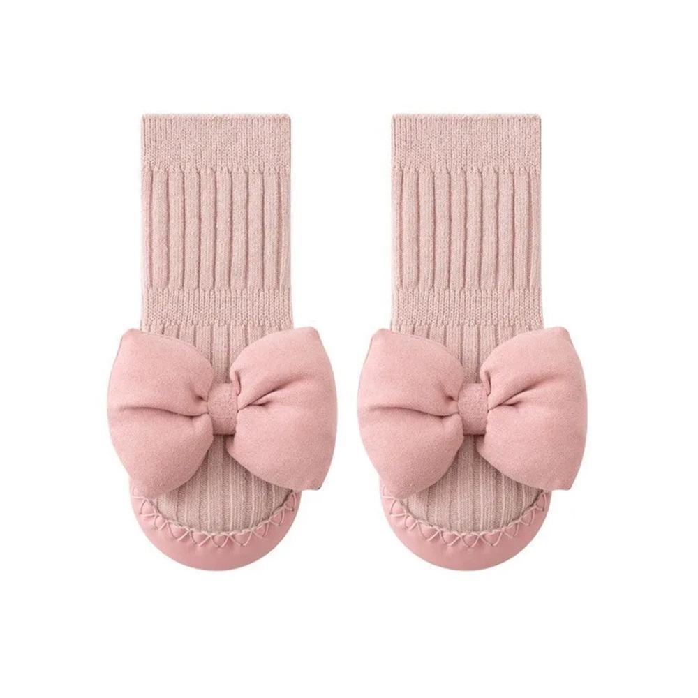 1Pair Bow Children Toddler Shoes Middle Tube Kids First Walkers New Baby Socks Shoes Floor