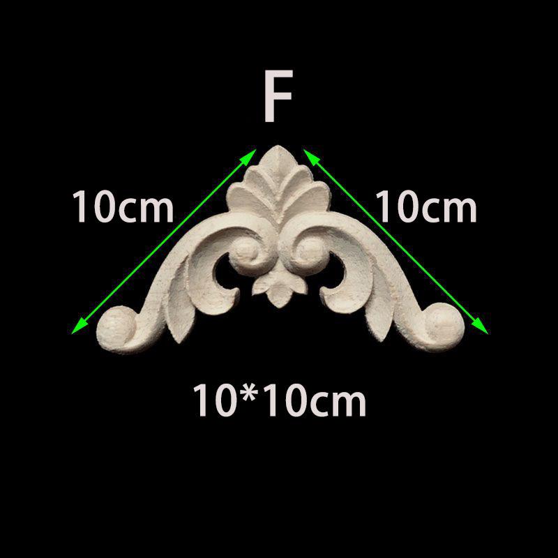 Unpainted Wood Carved Decal Corner Onlay Floral Appliques for Furniture Home Decoration Accessories Figurines for Decor Flowers