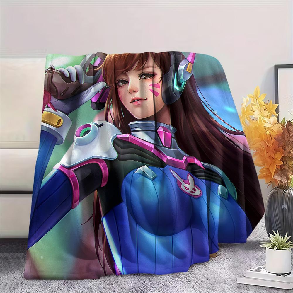 Фланелевое одеяло с принтом D.Va, Высококачественное, Удобное для всех сезонов, Декор для дома, Тепло и уют