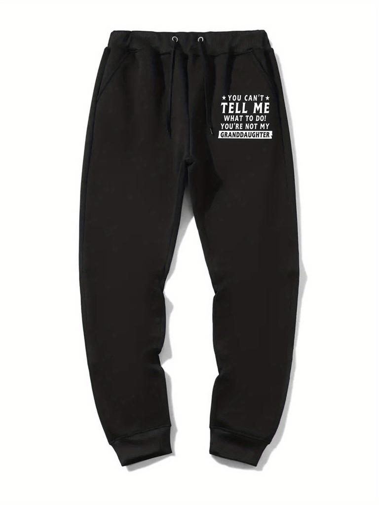Star-quote Men Jogging Pants Pocket Funny Rebellious Slogan Print, Leg Star Letter Design, Relaxed Breathable Sweatpants for Daily Casual Outings