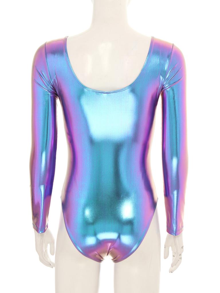 Женский длинный рукав гимнастический балетный купальник танцевальный облегающий костюм