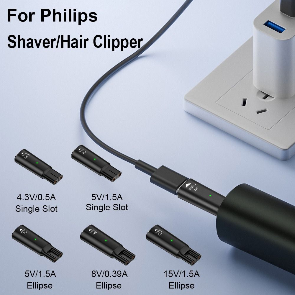 4.3V/5V/8V/15V Shaver Type-C Charging Converter Indicator Light Charge Connector for Philips
