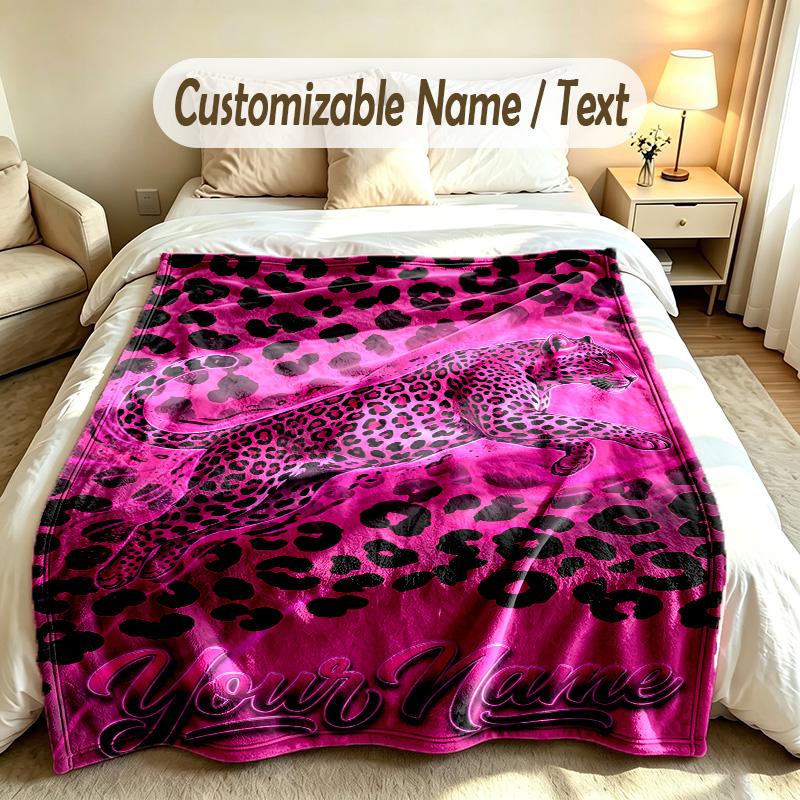 Lion Tiger Theme Custom Blanket Personalized Name & Text Customized Soft Warm Throw Blanket Home Decor