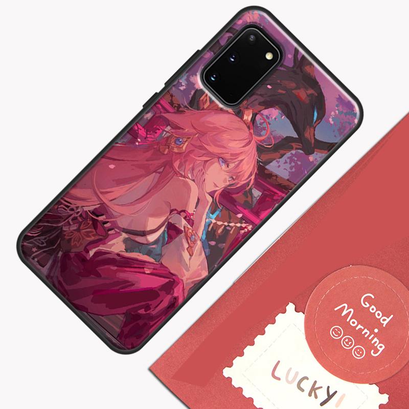 Чехол для телефона Yae Miko Genshin Impact для Samsung Galaxy S25 S26 Ultra S20 S21 S22 S23 S24 Plus S9 S10 S25 FE Защитный корпус