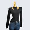 From Cupboard Spring and Autumn Round Neck Halterneck Bingqu Knitting Silm Long Sleeves Fake Two-Piece Cut Out Stylish Pullover Women's Clothing