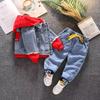 Spring Autumn Denim For Boys' Set  Korean Version Jacket Fashion Jeans Handsome Two-Piece Set