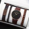 Набор из 4 предметов GENEVA Fashion Men's Watch Luxury Business Men's Calendar Leather Remezzo Quartz Watch Casual Men's Watch Men's Gifts