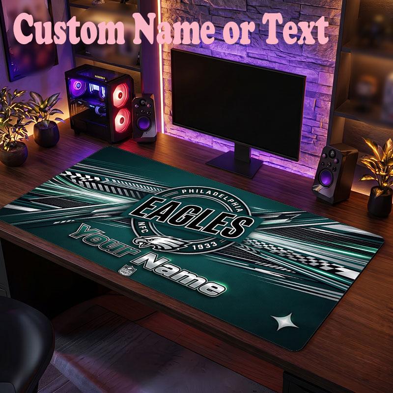 Philadelphia Eagles Customized Name Text Mouse Pad, Large Desk Mouse Mat Personalized Home Office Present