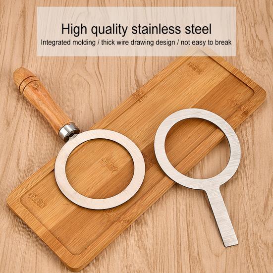 Кольцо для чашки для выпечки из нержавеющей стали с термостойкой деревянной ручкой, крышка чашки чая с молоком, прокладка для десертного пузырькового чая, жареное молоко, изготовление своими руками