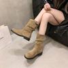 Pleated Flat-bottomed Stacked Boots Short Boots Women's Spring and Autumn Single Boots 2025 New Autumn and Winter Martin Boots Women's