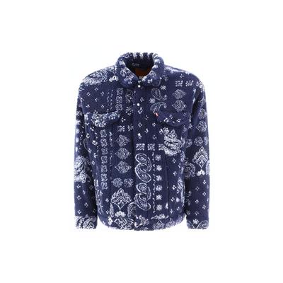 Куртка-тракер Levis New Relaxed Fit Sherpa с полным принтом, длинным рукавом и застежкой-молнией, мужская куртка, синяя A5785-0001