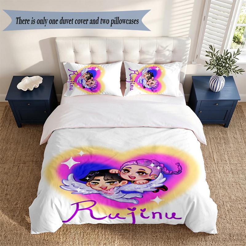 rujinu 3‑Piece Bedding Set Soft Microfiber Duvet Cover Pillowcases Comfortable Bed Linen for Bedroom Decoration