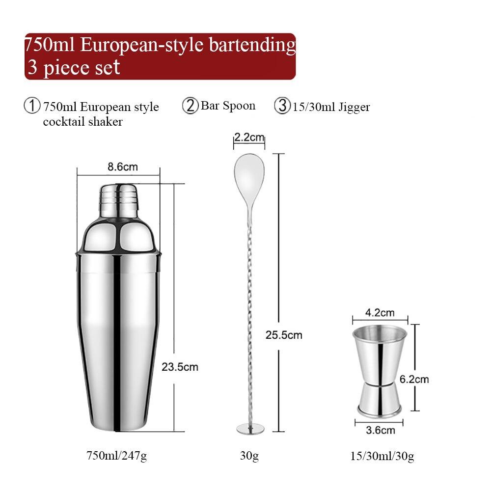550ML/750ML Boston Shaker Professional 304 Stainless Steel Bartender Wine Cup Cocktail Mixer Martini Cocktail Shaker Bar Set