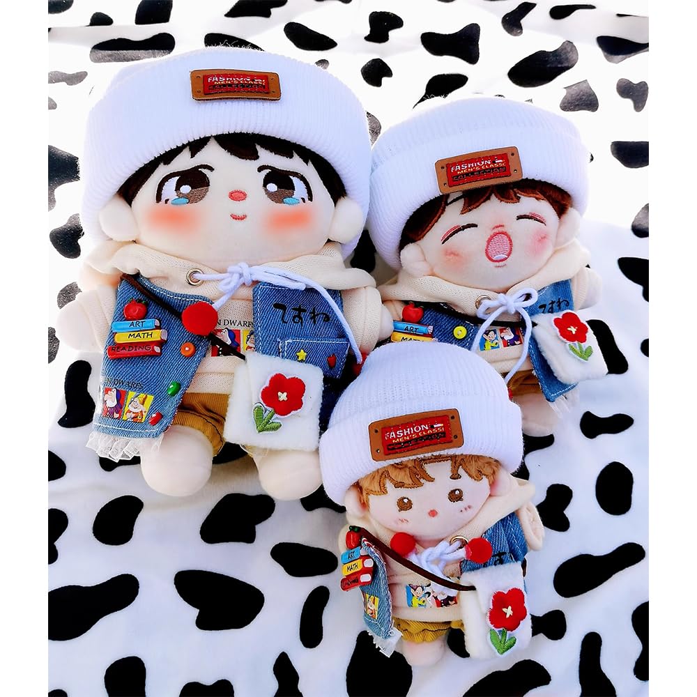 niannyyhouse 10cm Plush Toy with Stretch Cotton Doll Accessories Clothes, Hat, Hoodie, Shorts, Vest, Backpack, Shoes, (10cm)