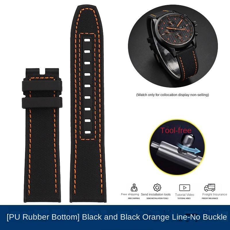 Новый Дизайн Гибридный FKM Ремешок для Часов Mido Helmsman M005 M038.431 M038431a Быстросъемный Холщовый Нейлоновый Ремешок Браслет 22мм