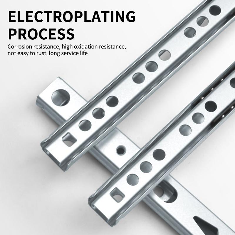 2Set Smooth Glide Bearing Drawer Slides 17Mm Wide Two Way Slide Drawer Glides 8"-17" Hardware Accessories Drawer Rail