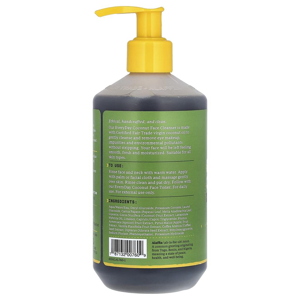 Alaffia Everyday Coconut, очищающее средство для лица, 12 жидких унций (355 мл)