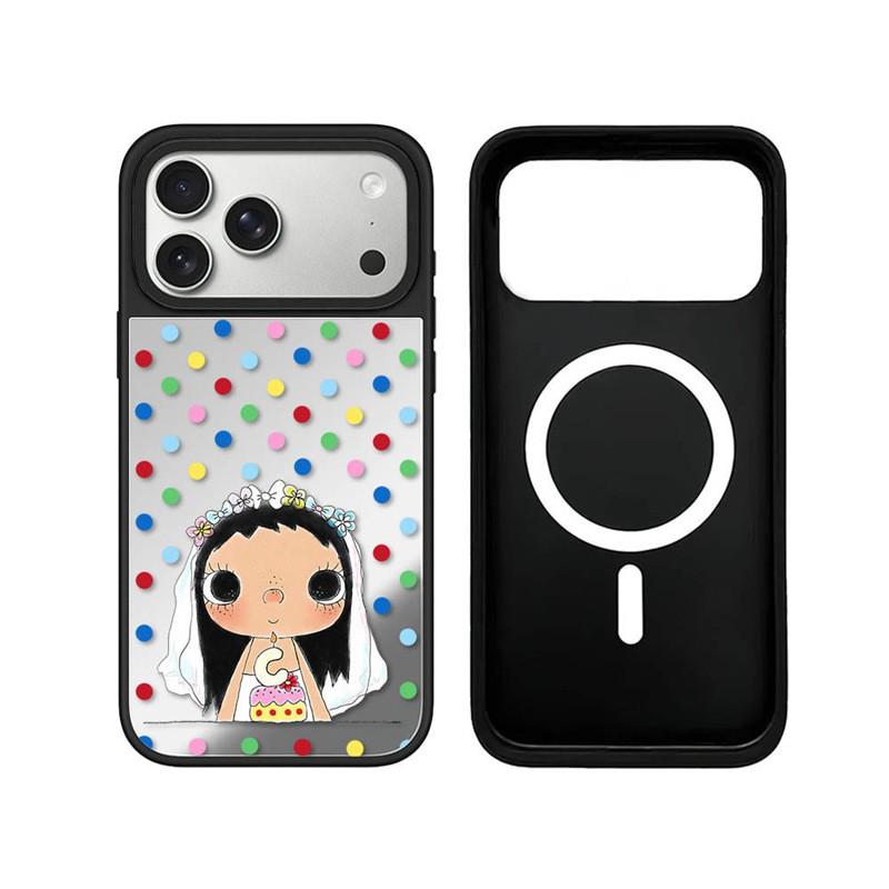 Magnetic Snap-on Mirror Phone Case IPhone 17 Pro Max 16 15 14 With UV Print Graffiti Design Shockproof PET Cover