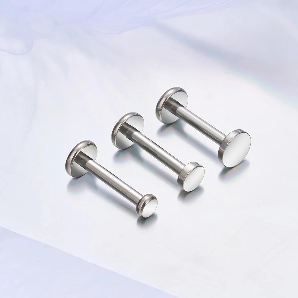 Астм F136 Титановый Круглый Точечный Плоский Диск Шпилька Серьга 16G Круглый Диск Хрящ Хеликс Козелок Мочка Уха Нос Шпилька Украшения