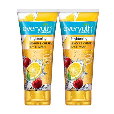 Everyuth Naturals Очищающее средство для лица с лимоном и вишней 150 г, упаковка из 2 шт. Для глубокого очищения, контроля жирности, уменьшения загара