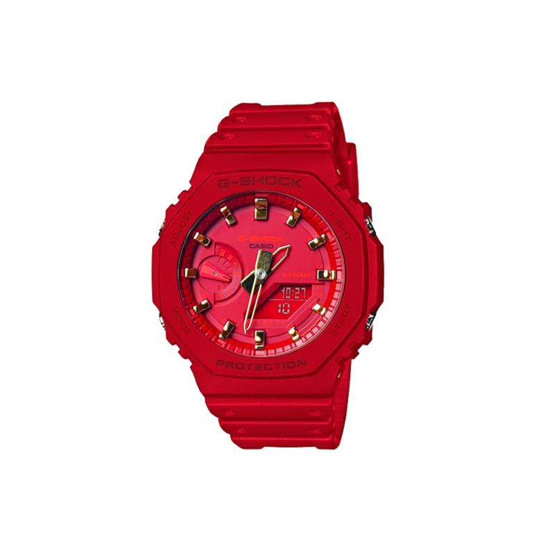 Casio Мужские часы с двойным дисплеем (жидкокристаллический/аналоговый) Серия Красные Часы GA-2100-4A-