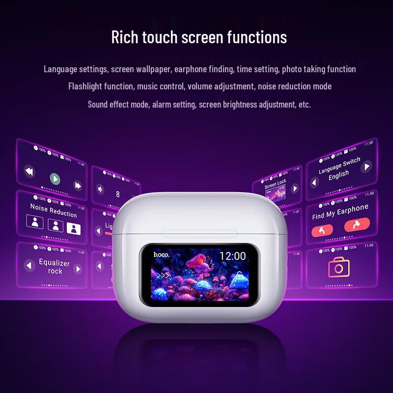 HOCO EW72 Полностью беспроводные наушники с активным шумоподавлением и цветным сенсорным экраном