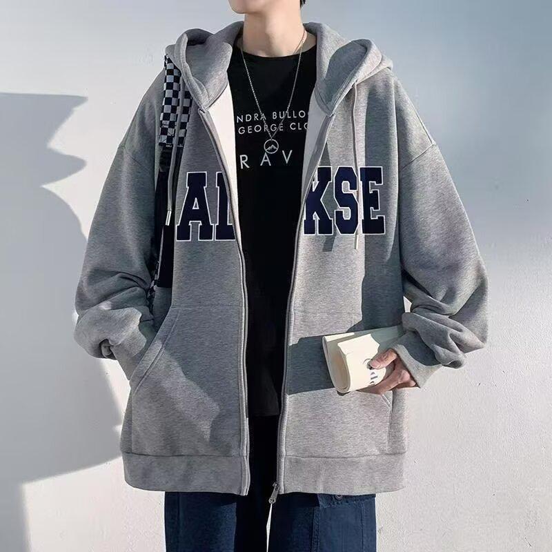 2024 Men's Trendy American Letterman Hoodie - Spring & Autumn Loose Fit Jacket