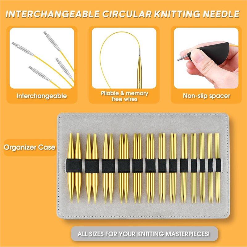 A84E-Набор круговых спиц, Сменные, 13 пар(3 мм-10 мм) США 2,5-15 С кабелями 16, 24, 32, 40 дюймов, аксессуары