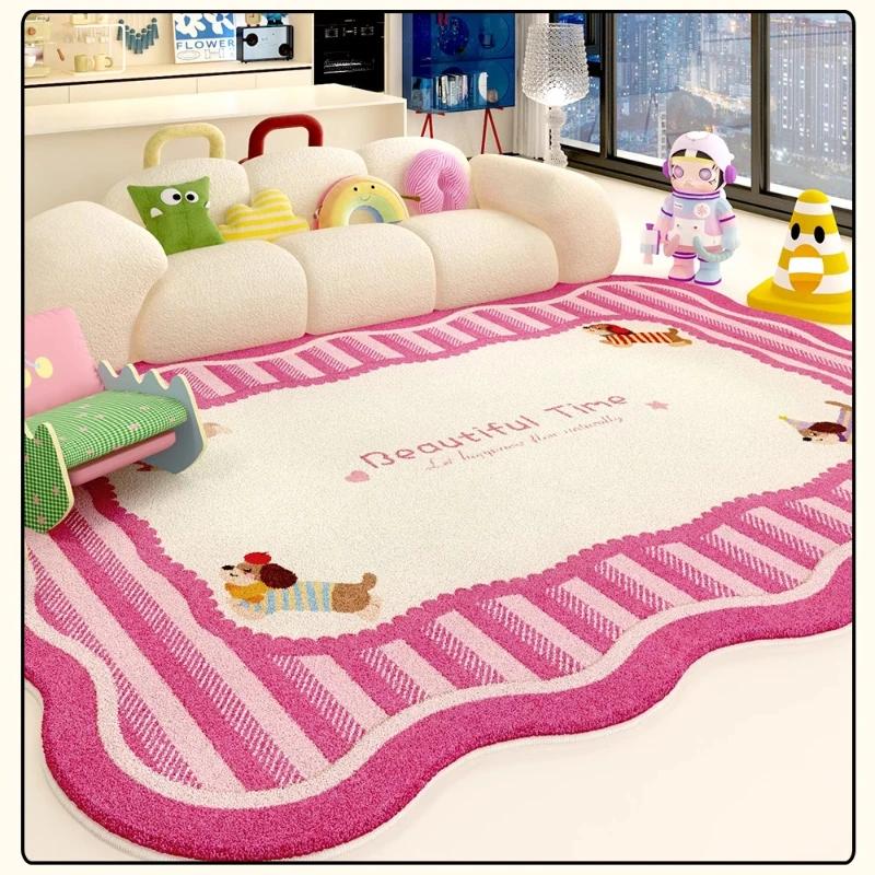 Irregular Shapes Rugs for Bedroom Cartoon Style Living Room Decoration Pink Carpet Home Fluffy Soft Rug Thicken Plush Lounge Mat