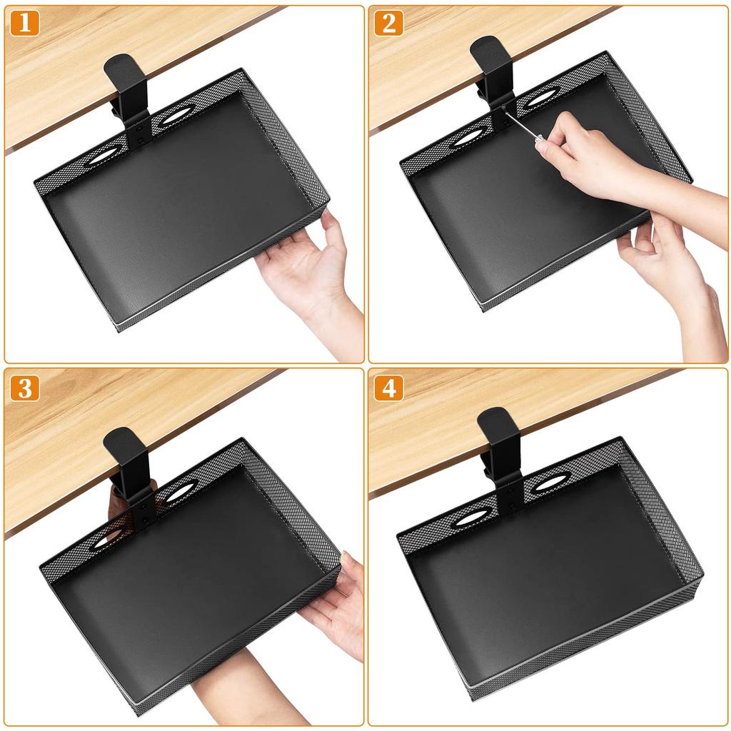 Rotating Storage Rack with Desk Organizing Small Remote No Drilling Fits Tabletops Easy Installation 360-Degree Under-Table Add-on Drawers, Storage,