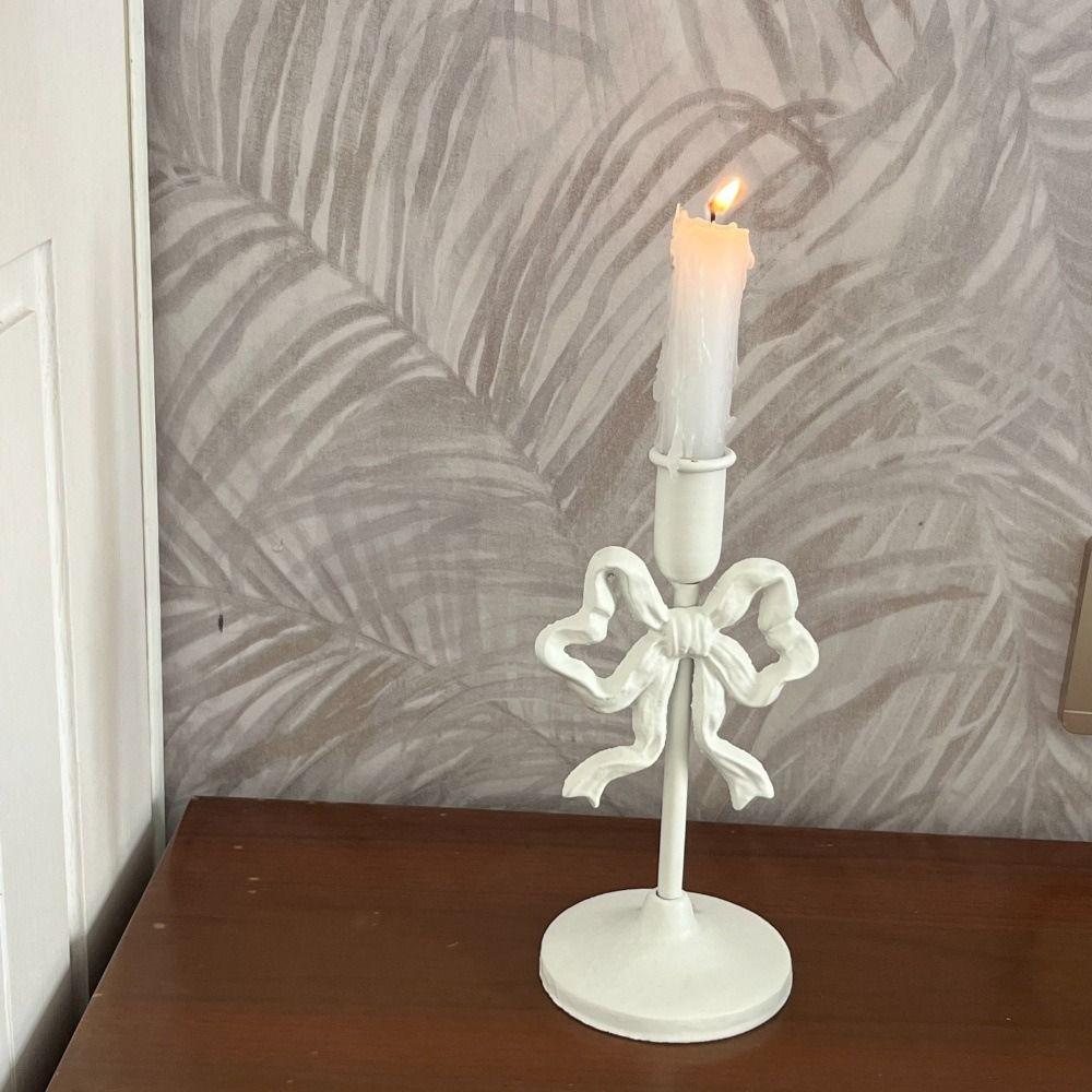 Single Head French Bow Candlestick Wrought Iron Wedding Candle Stand Window Display