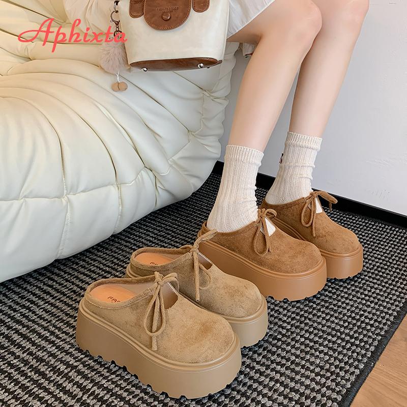 Модные женские шлепанцы на танкетке Aphixta, платформа, слипоны, женские мюли, лакоративное украшение в виде банта, роскошные брендовые слайды, дизайнерская обувь