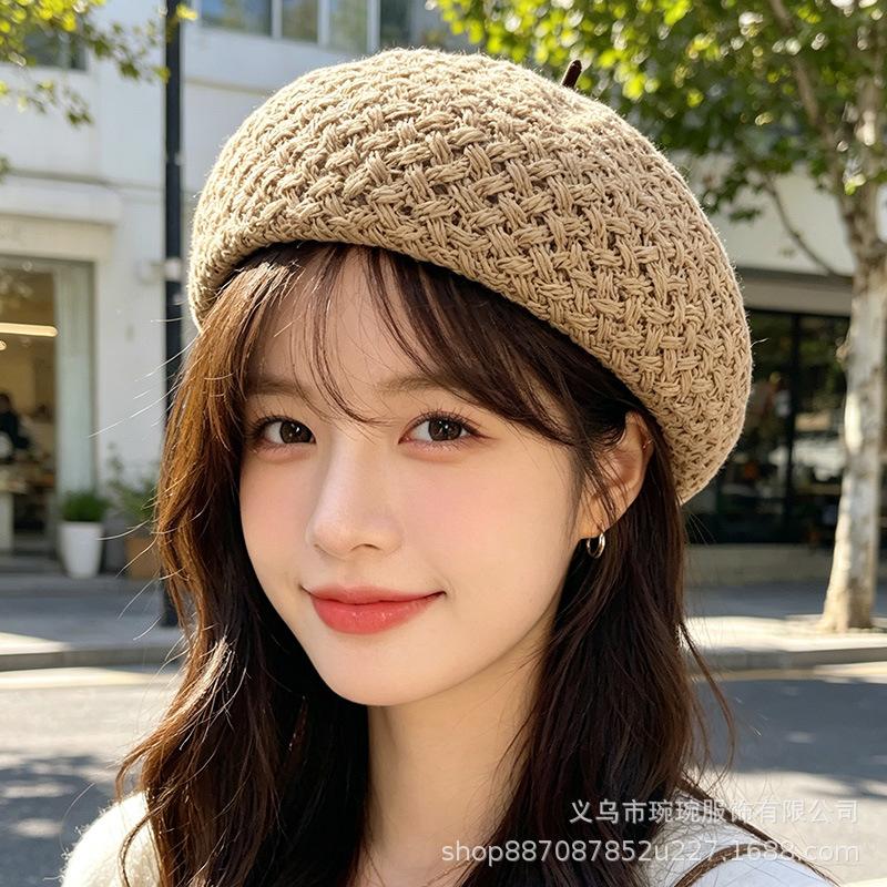Autumn and winter new simple belt buckle woolen octagonal hat women's fashion versatile duck tongue outdoor French thermal newsboy hat