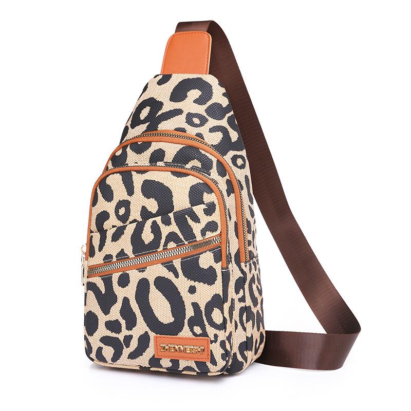 Нагрудная сумка с леопардовым принтом для женщин, рюкзак с буквенным принтом через плечо и регулируемым ремнем для гитары, женские дорожные сумки-пояса