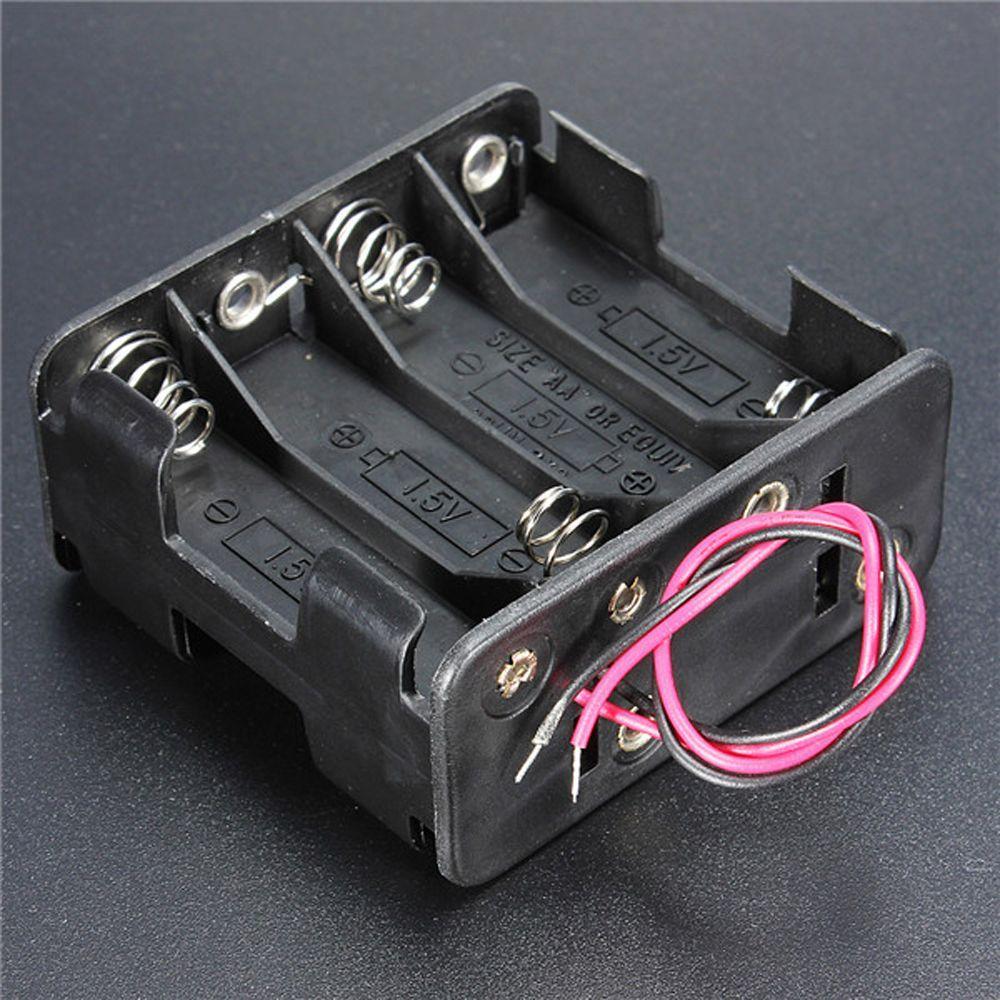 Box with Wire Lead Plastic Battery Clip Slot Battery Case Batteries Stack Battery Holder Box