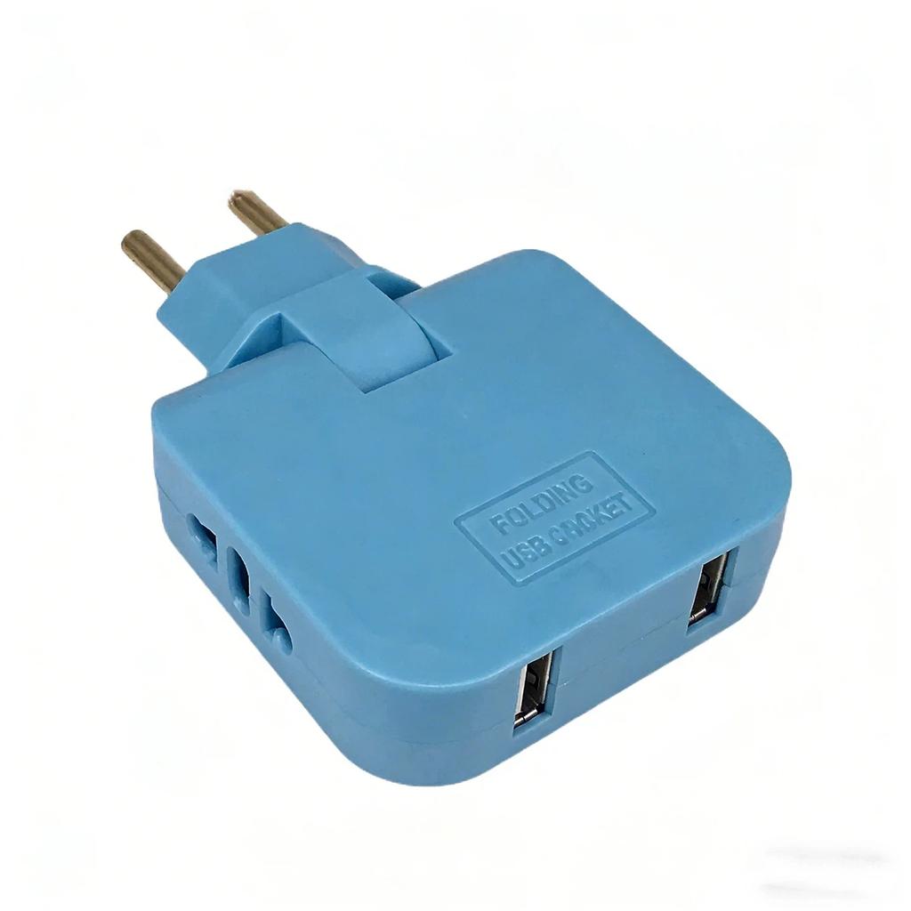 EU Plug 180 Degree Rotatable Multi Outlet Extension Socket, Cordless Portable Plug Adaptor