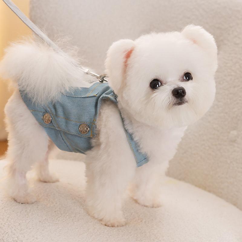 Джинсовая куртка для собак, классное синее джинсовое пальто для маленьких и средних девочек, мальчиков, собак, одежда для щенков, прочный жилет с D-образным кольцом для поводка