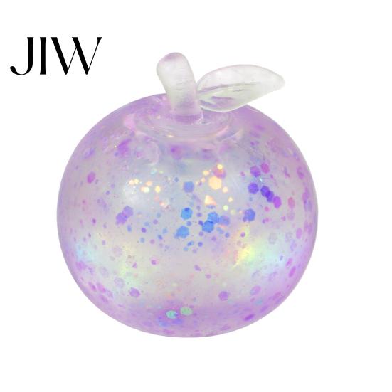 Hand Pressure Relief Tools Maltose Glitter Apple Squeeze Stress Ball, Soft TPR Slow Rising Fidget Rubber Toy for Anxiety Relief, Cute Fruit