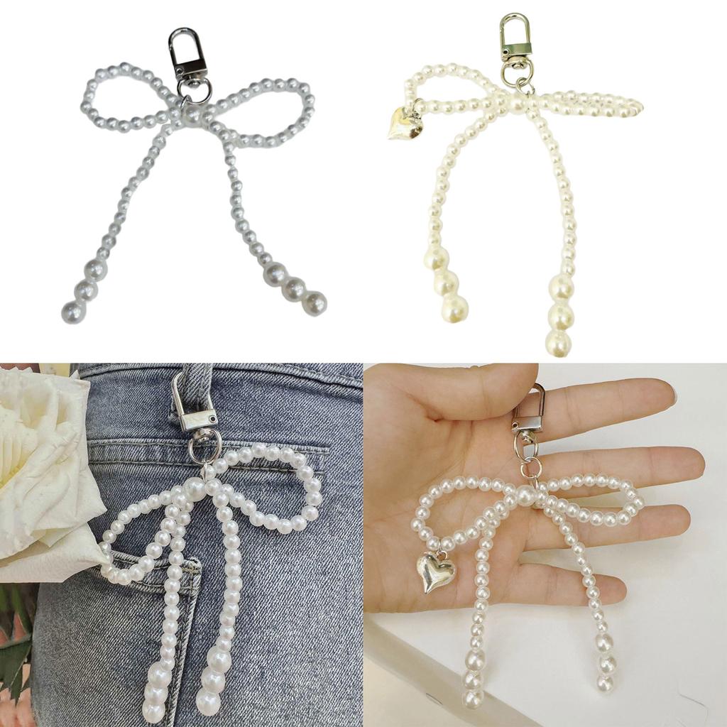 Sparkling Keyring with Dazzling Bowknot Pendant Stylish Bowknot Pendant Keyring Lovely Phonechain Key Chain Decoration