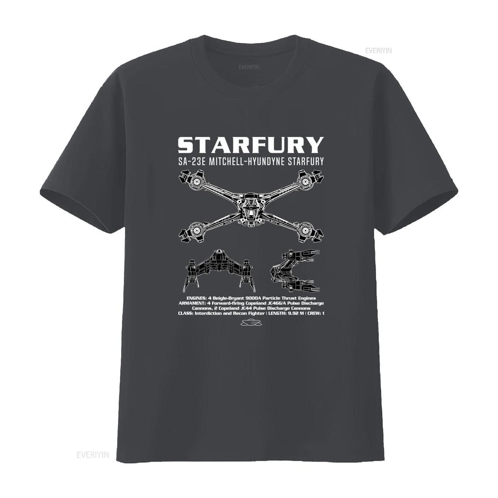 Cool Sci Fi Starfury Sa 23e Spaceship Blueprint Line Art Print Casual T Shirt Vintage Versatile Breathable Soft