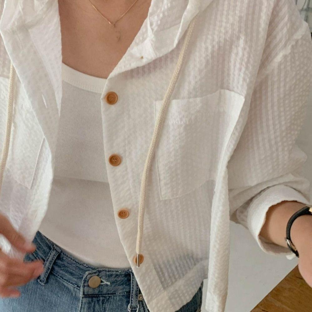 Ретро Полосатая Толстовка с Капюшоном Солнцезащитные Толстовки для Женщин Стильная Рубашка с Длинным Рукавом Осень