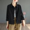 Cotton Jacket Women Autumn Short Casual Button Jacket Loose Simple Large Size Long Sleeve Tops