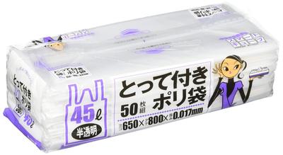 Nippon Sanipak Garbage Plastic Smart с мусорным мешком толщиной 50 мм SC49, мешок, куб, ручка, полупрозрачный, 45 л, кусочки, 0,017 мм,